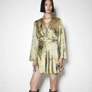 Zara printed satin effect Pareo dress NWT XL